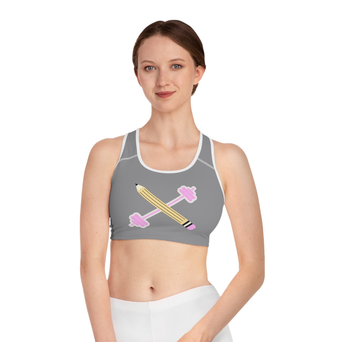 Barbell/Pencil Logo Seamless Sports Bra