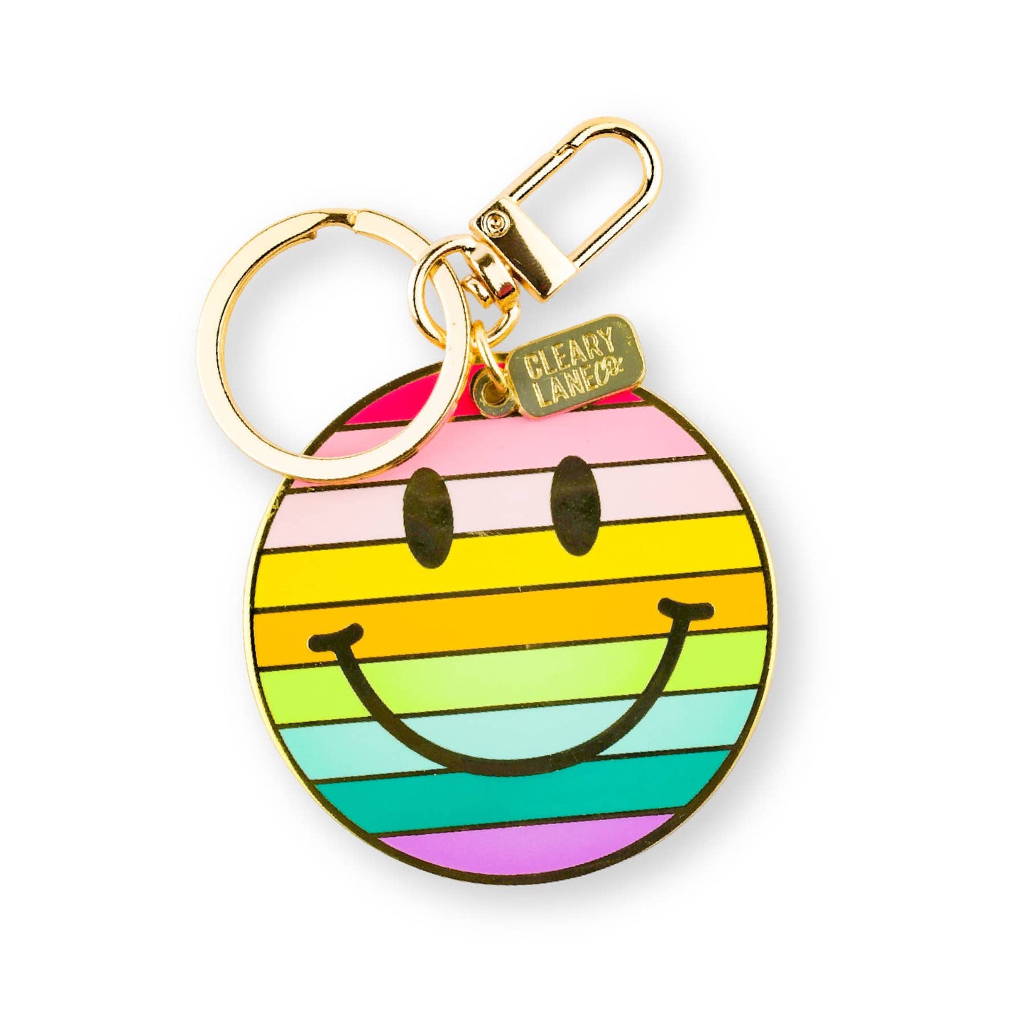 Smiley Face Rainbow Enamel Keychain