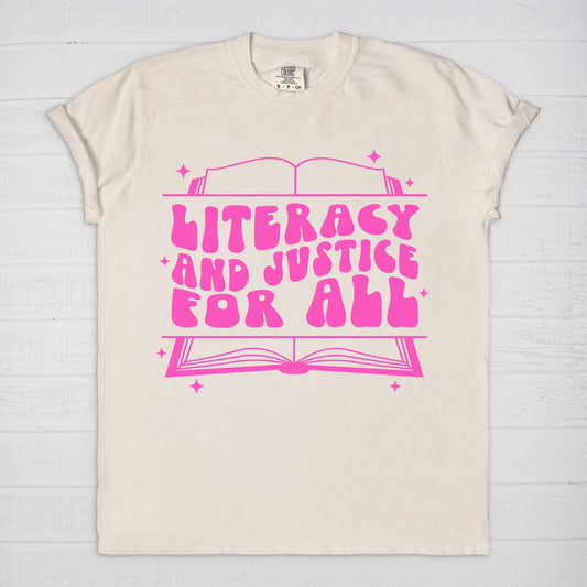 Retro Literacy and Justice For All Tee
