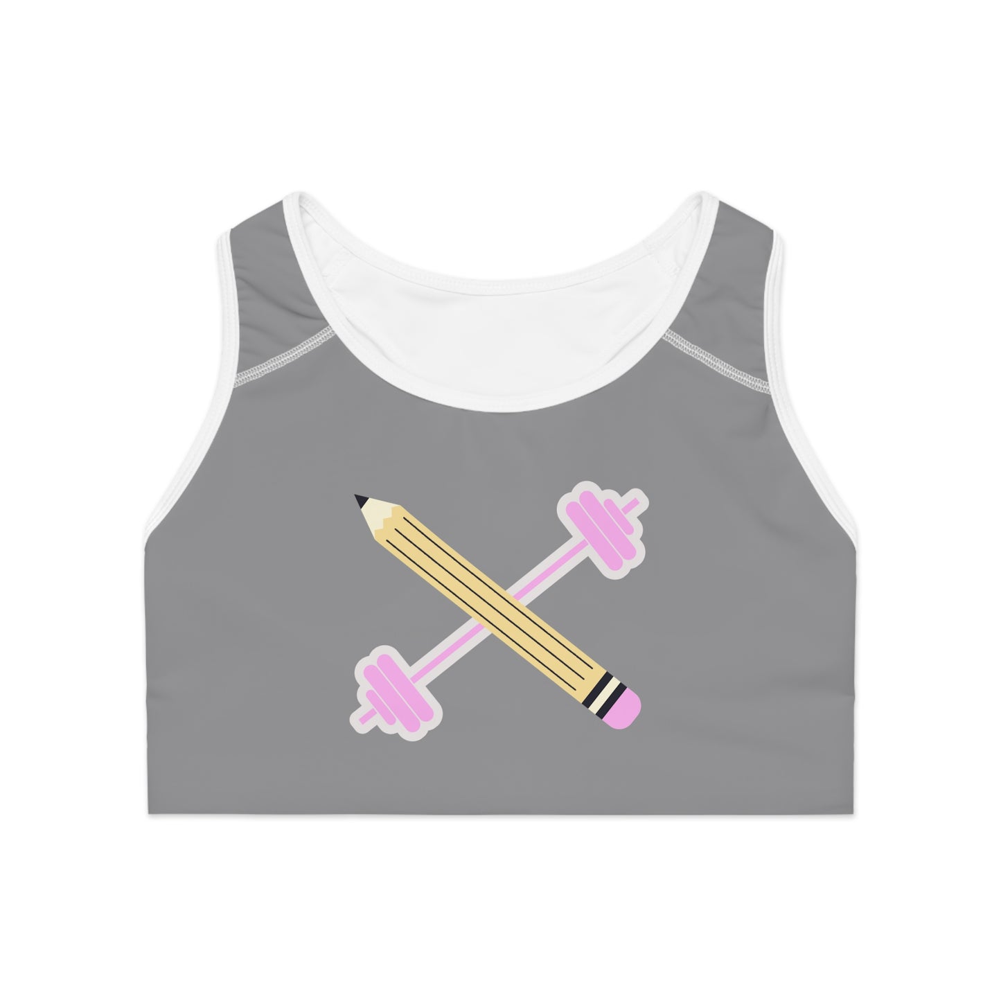 Barbell/Pencil Logo Seamless Sports Bra