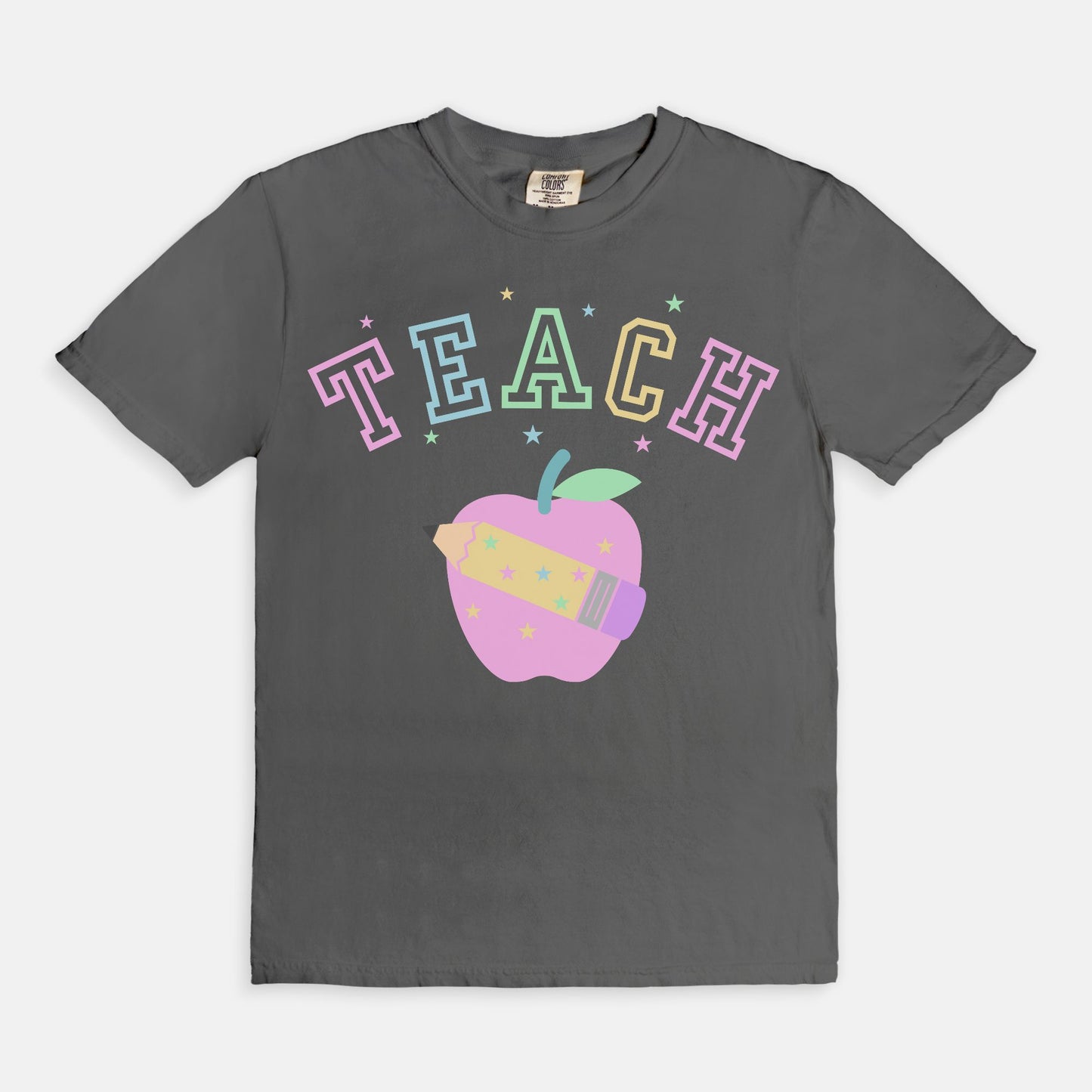 Varsity TEACH Pastel Apple Tee
