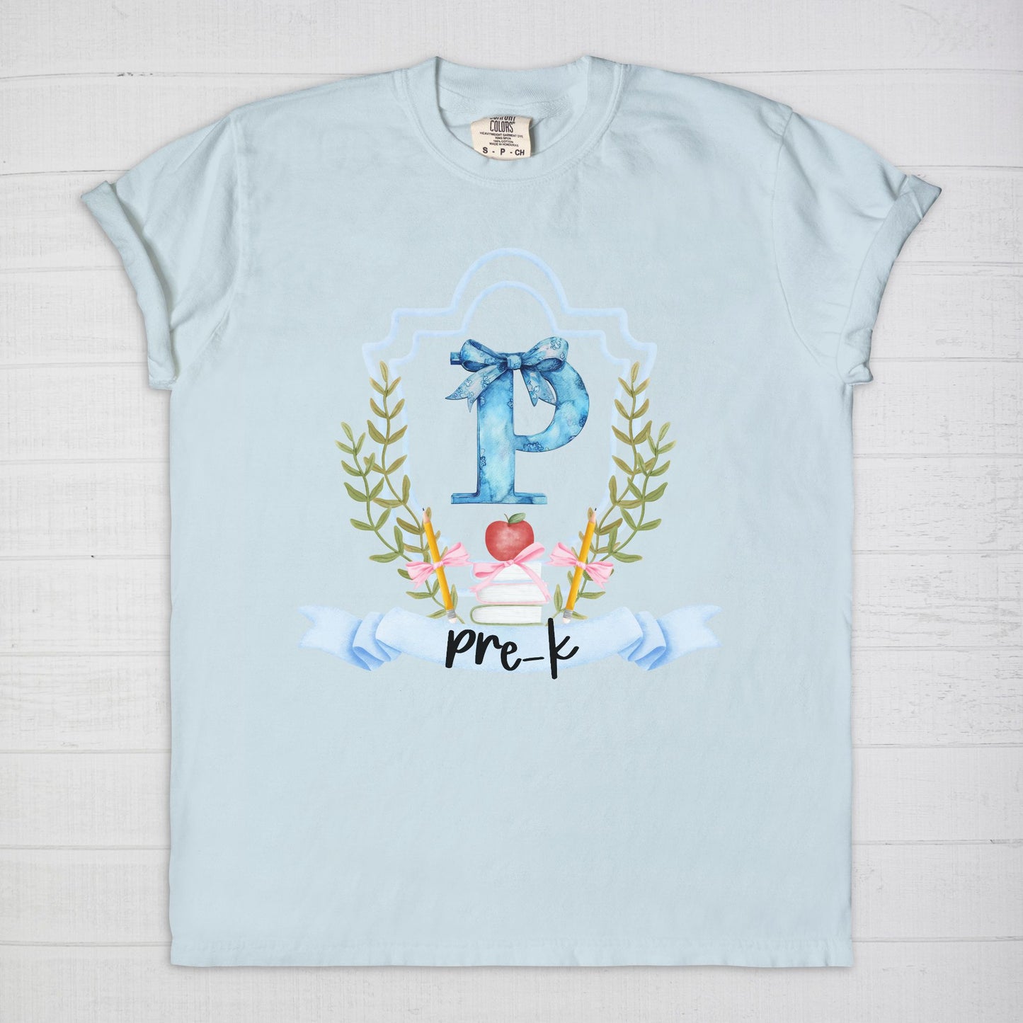 Pre-K Blue Toile Tee
