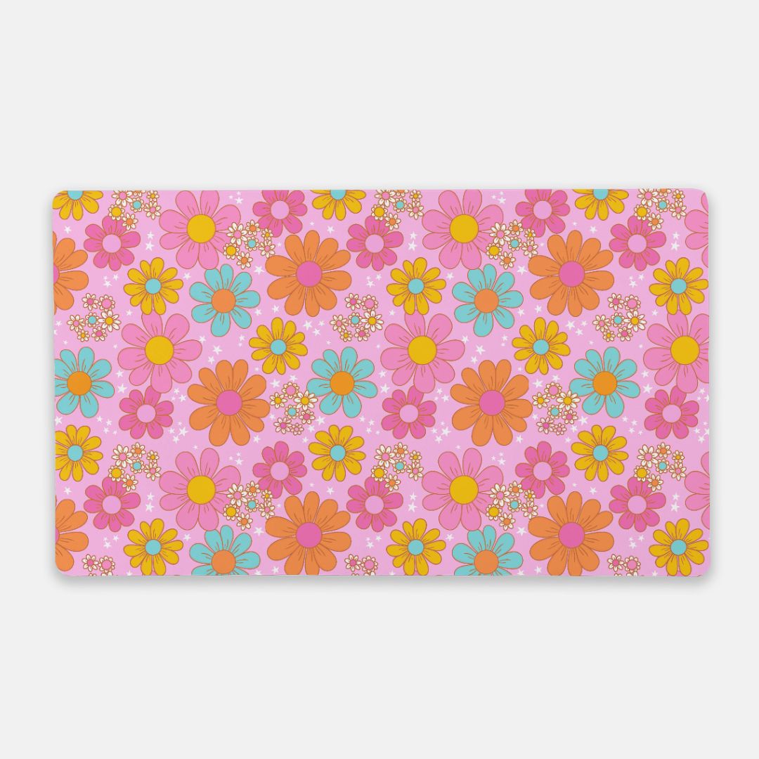Groovy Flowers Desk Mat - Large (24" x 14")