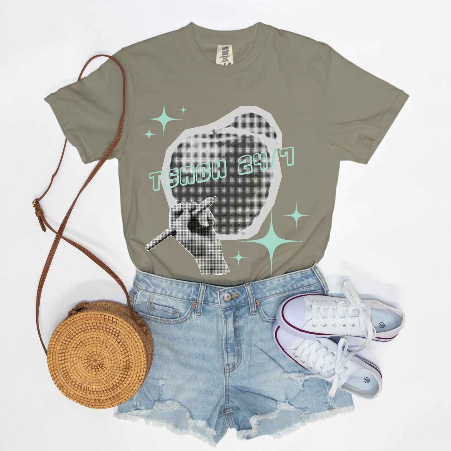 Grunge Nostalgic Apple Teach Tee