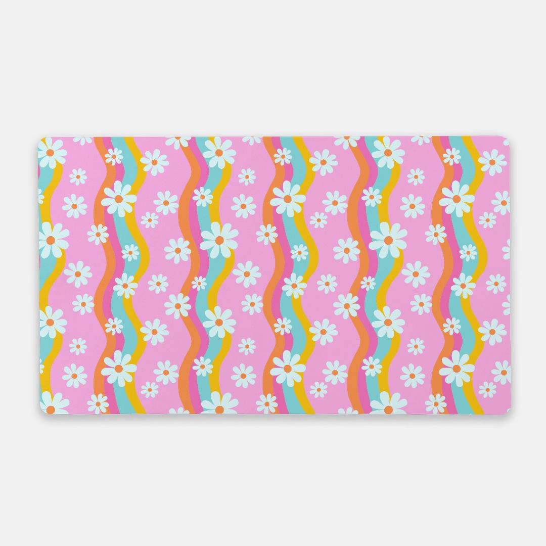 Flower Waves Desk Mat - Large (24" x 14")
