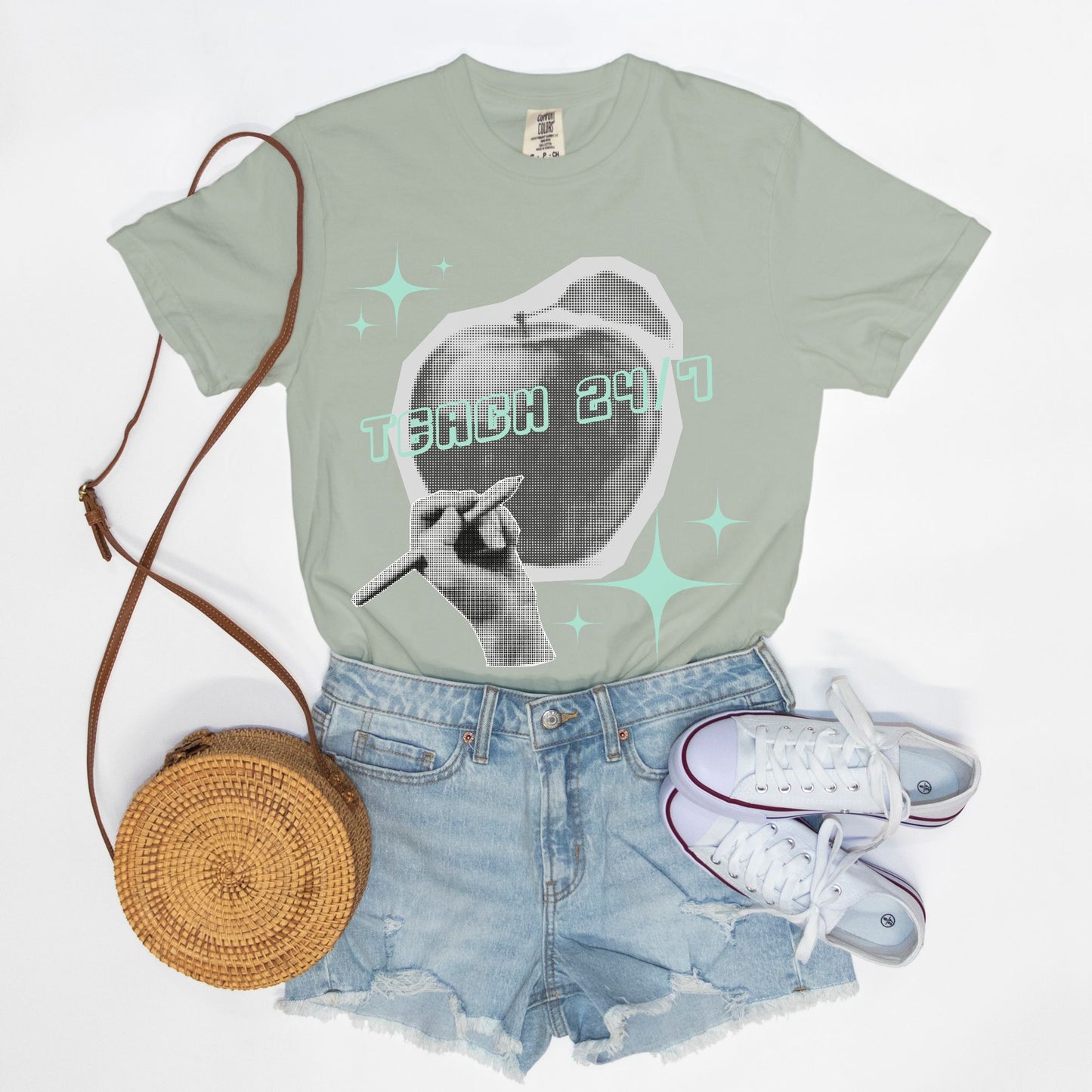 Grunge Nostalgic Apple Teach Tee