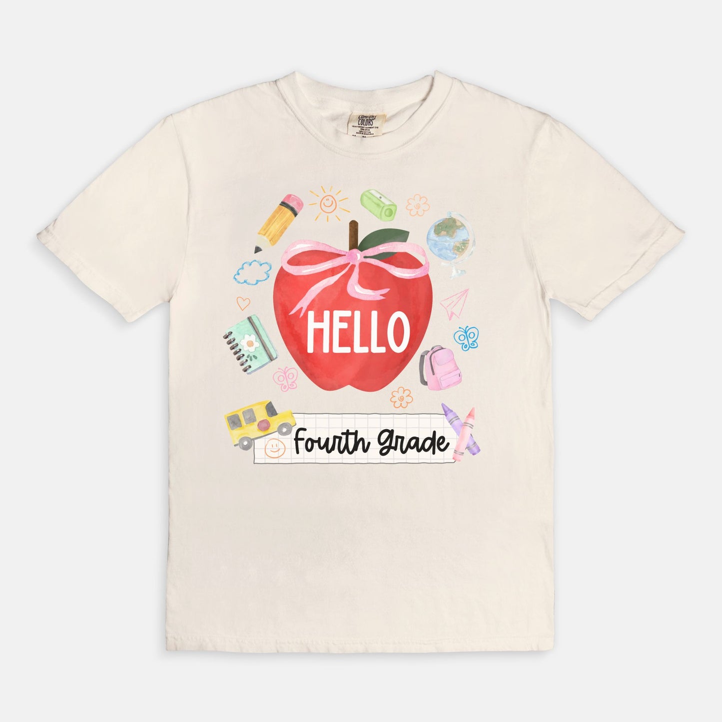 Hello Fourth Grade Apple Tee
