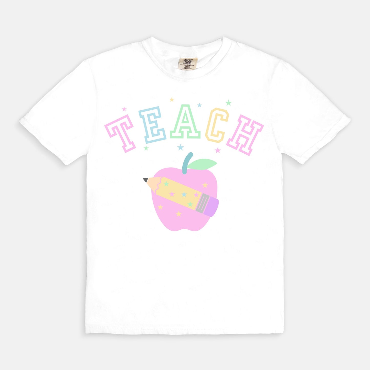 Varsity TEACH Pastel Apple Tee