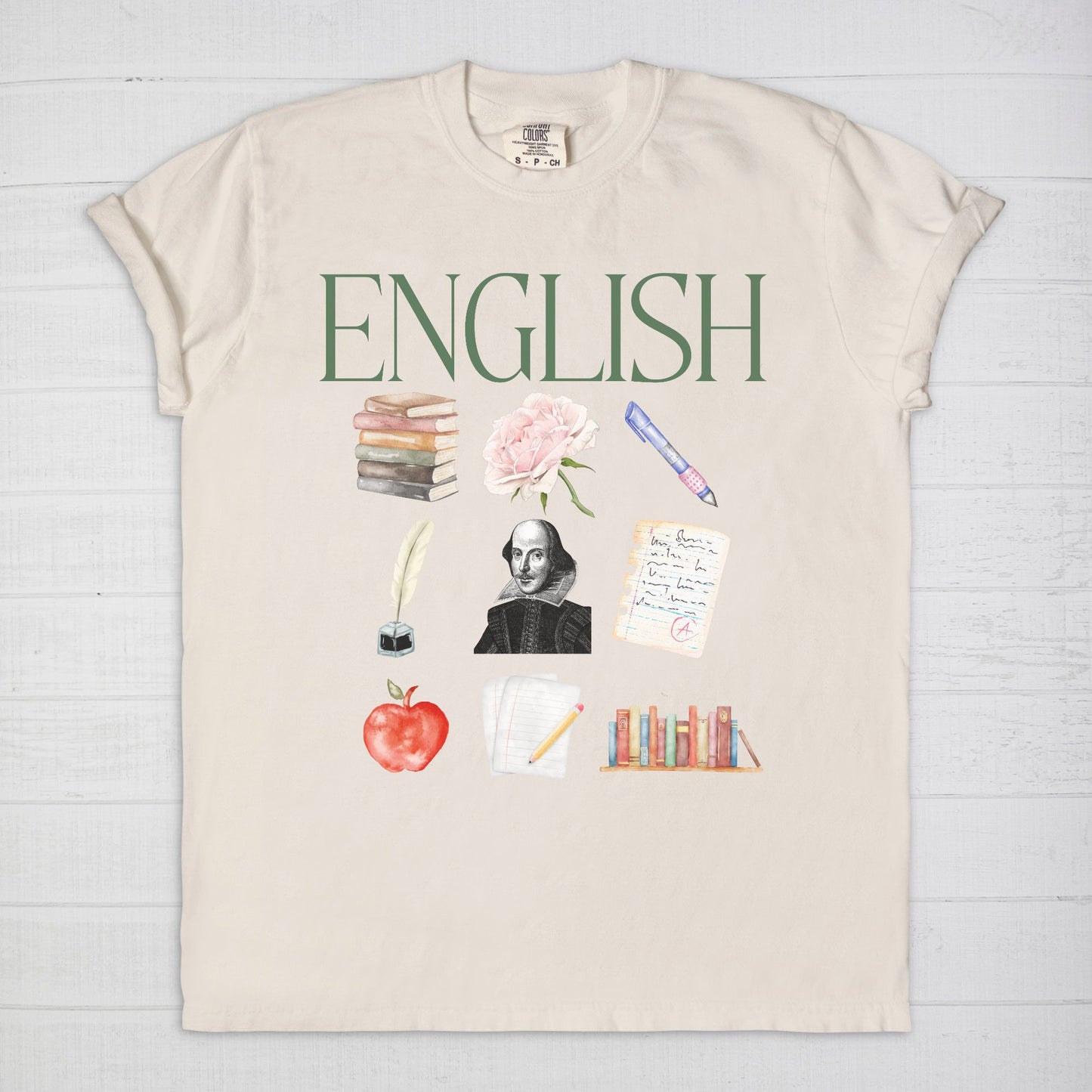 English Watercolor Collage Tee