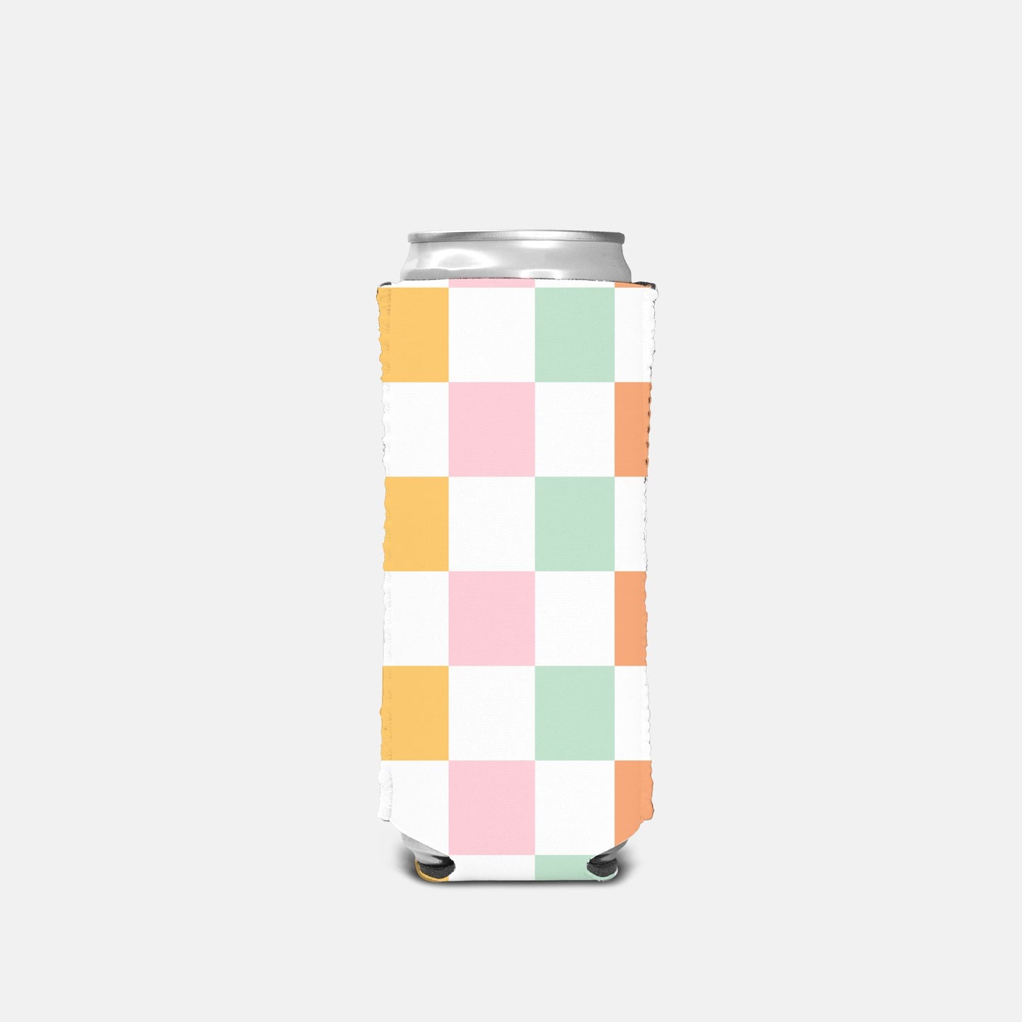 Rainbow Checkered Slim Can Cooler