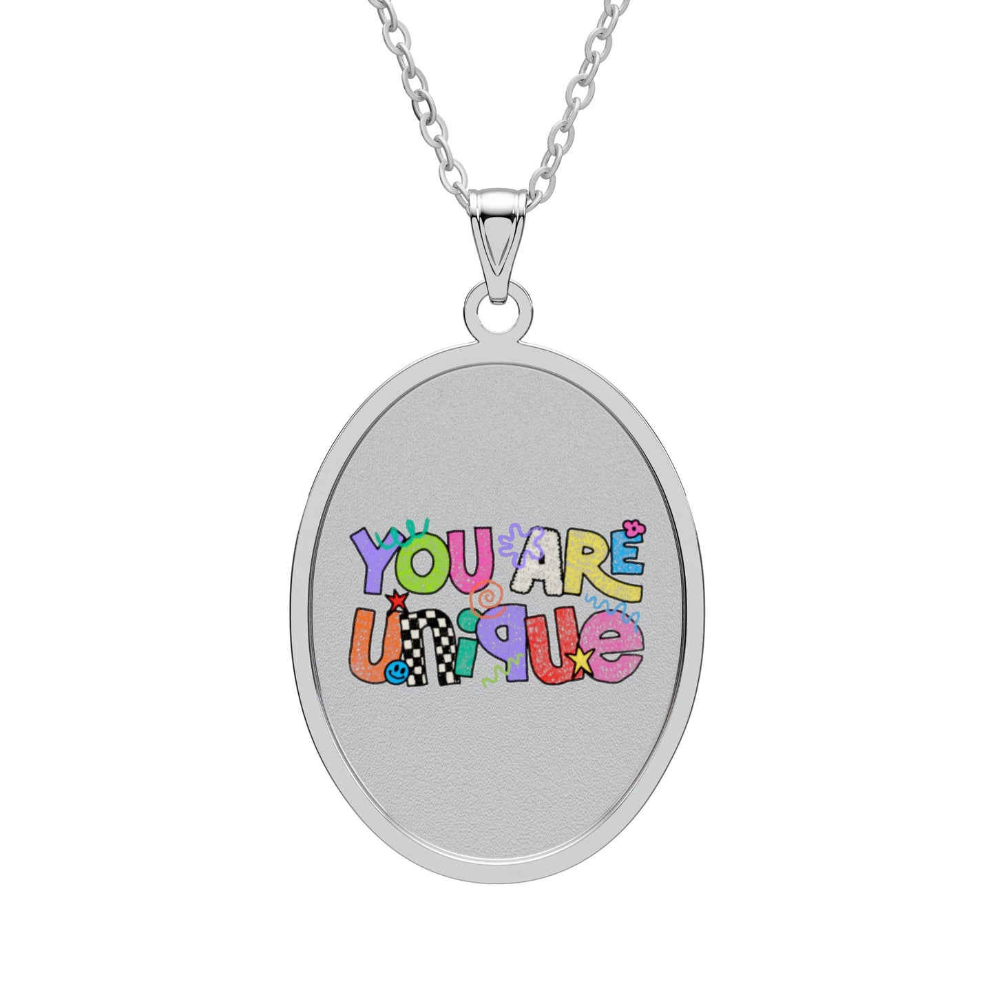 You Are Unique Oval Pendant Necklace