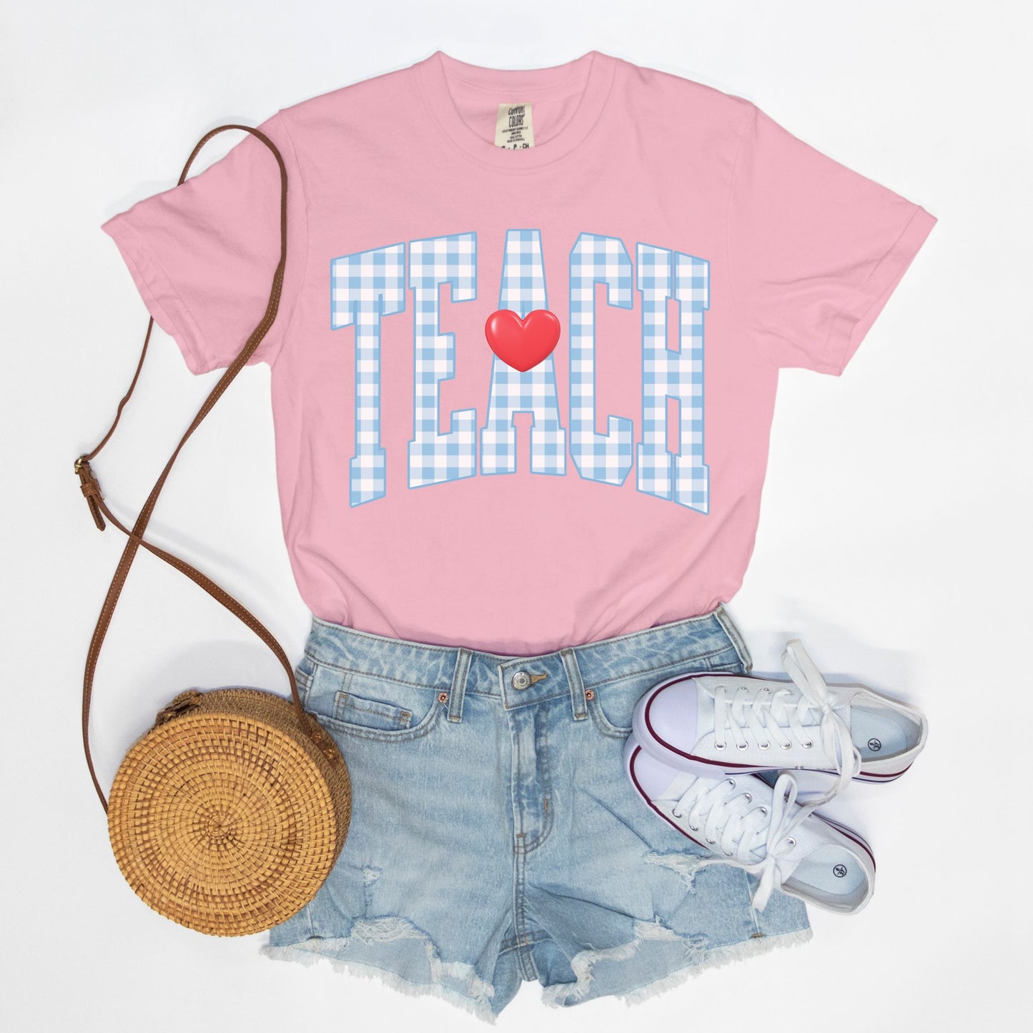 Gingham Teach Valentine Tee