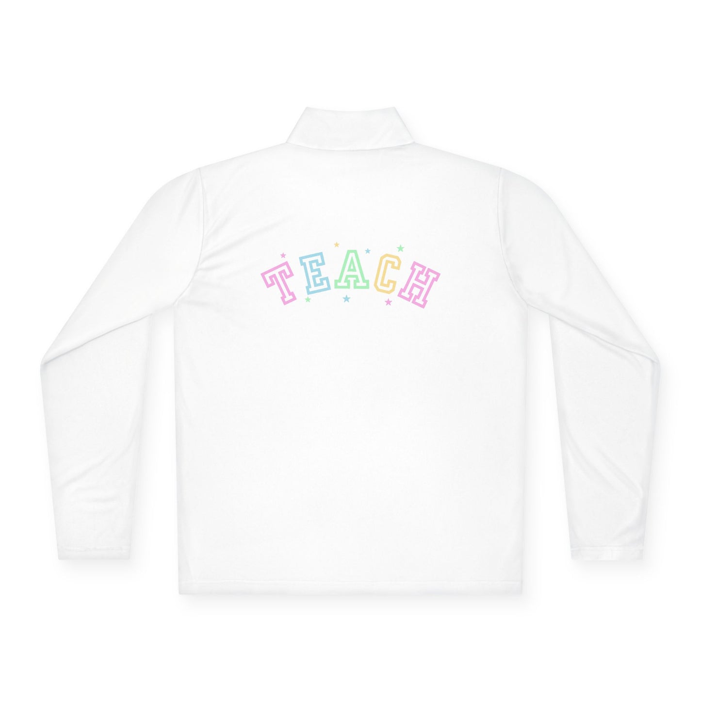 Pastel Varsity TEACH Unisex Quarter-Zip Pullover - Tech Gear