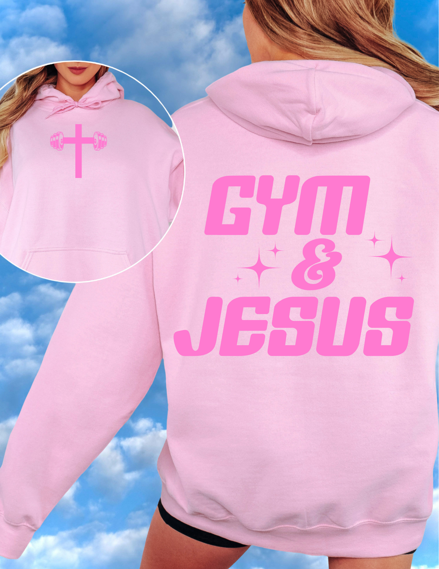 Gym & Jesus Hoodie - Pink