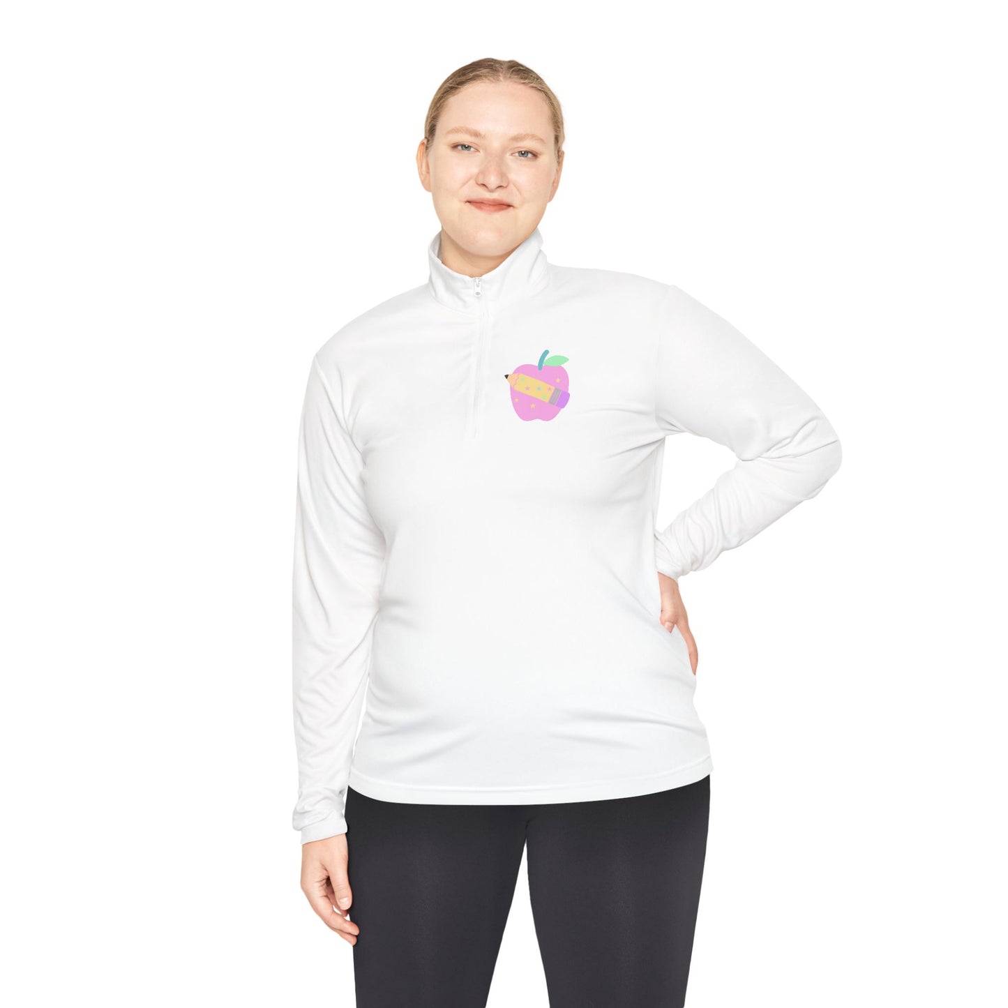 Pastel Varsity TEACH Unisex Quarter-Zip Pullover - Tech Gear