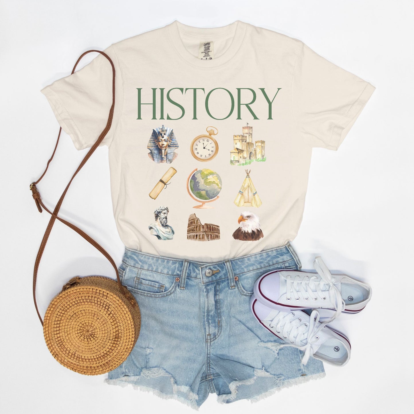 History Watercolor Collage Tee