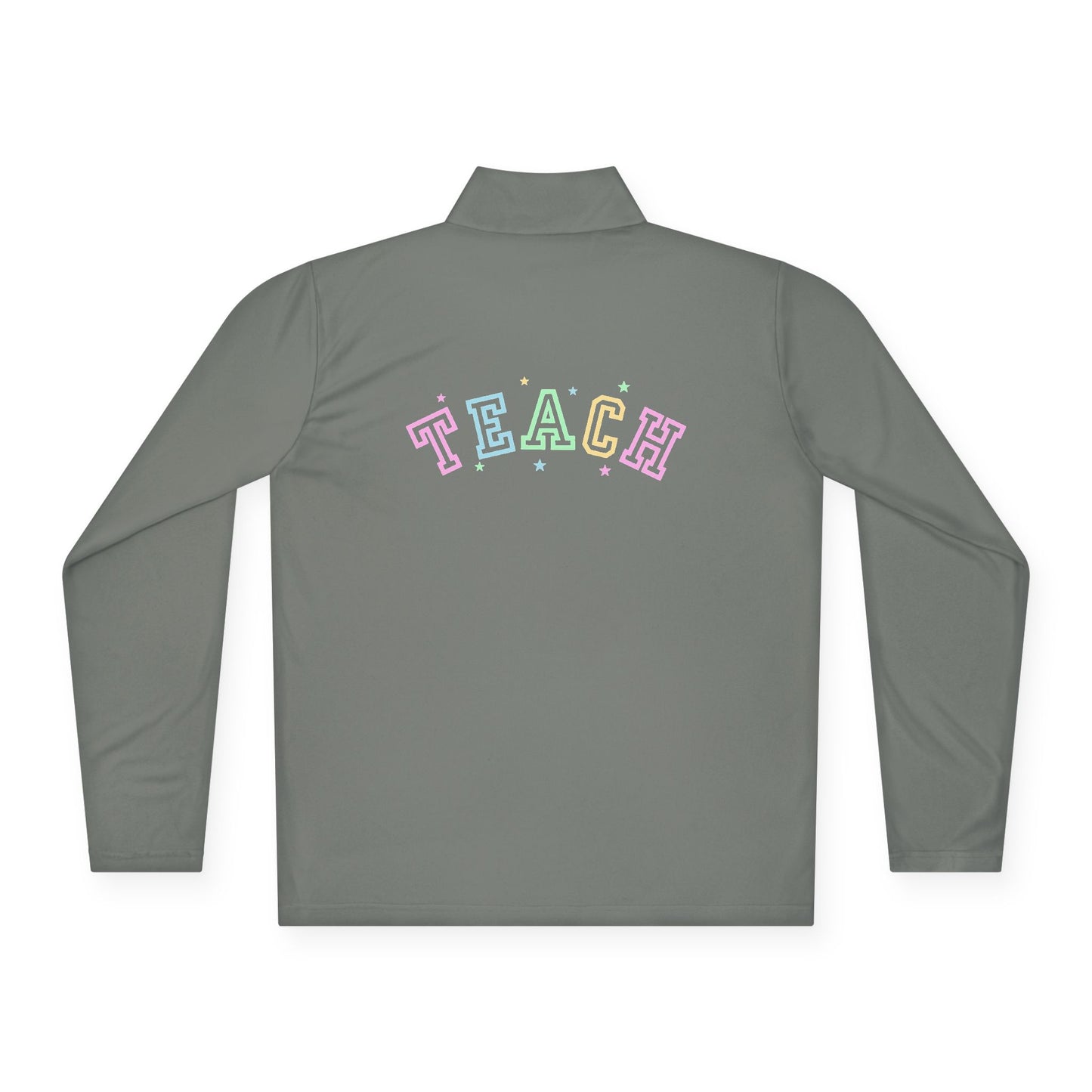 Pastel Varsity TEACH Unisex Quarter-Zip Pullover - Tech Gear