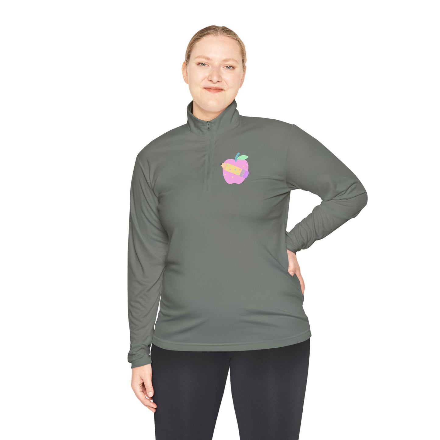 Pastel Varsity TEACH Unisex Quarter-Zip Pullover - Tech Gear