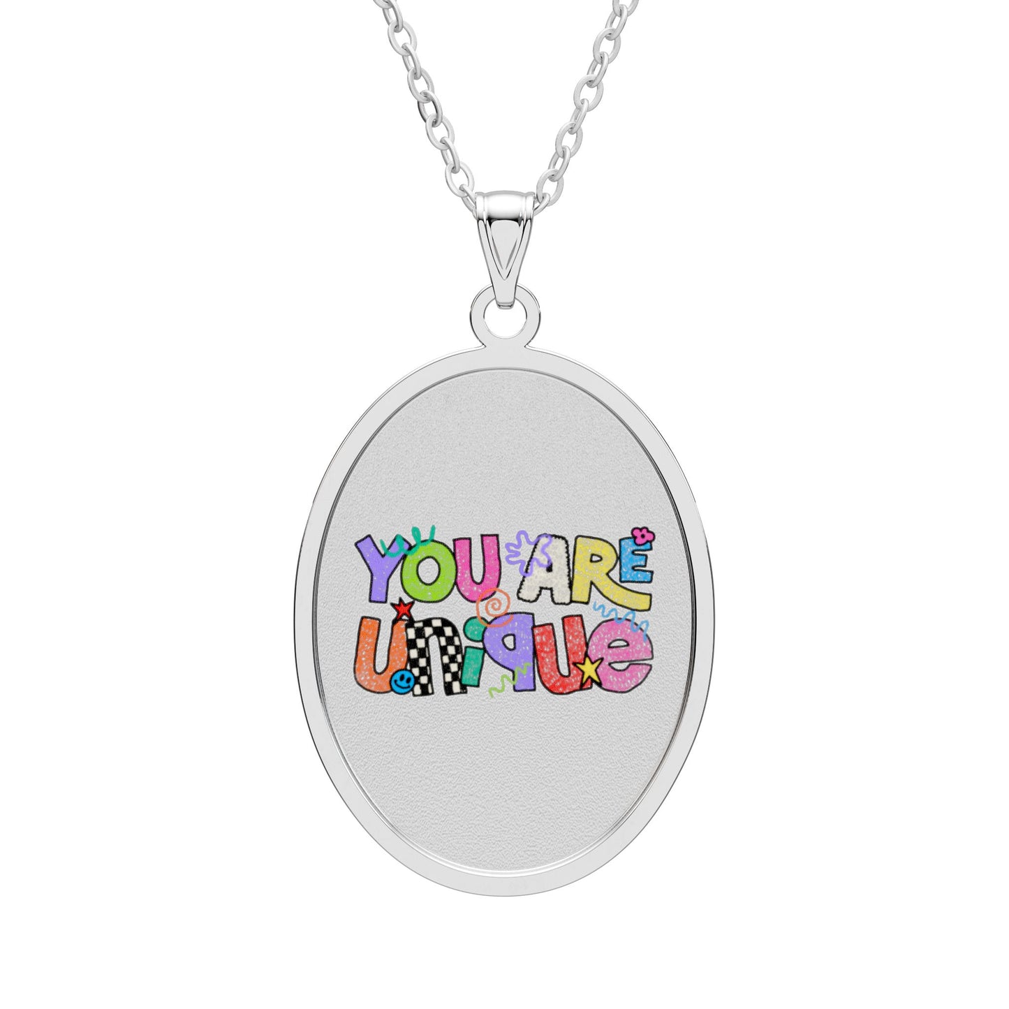 You Are Unique Oval Pendant Necklace