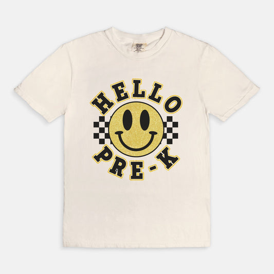 Hello Pre-K Retro Smiley Tee