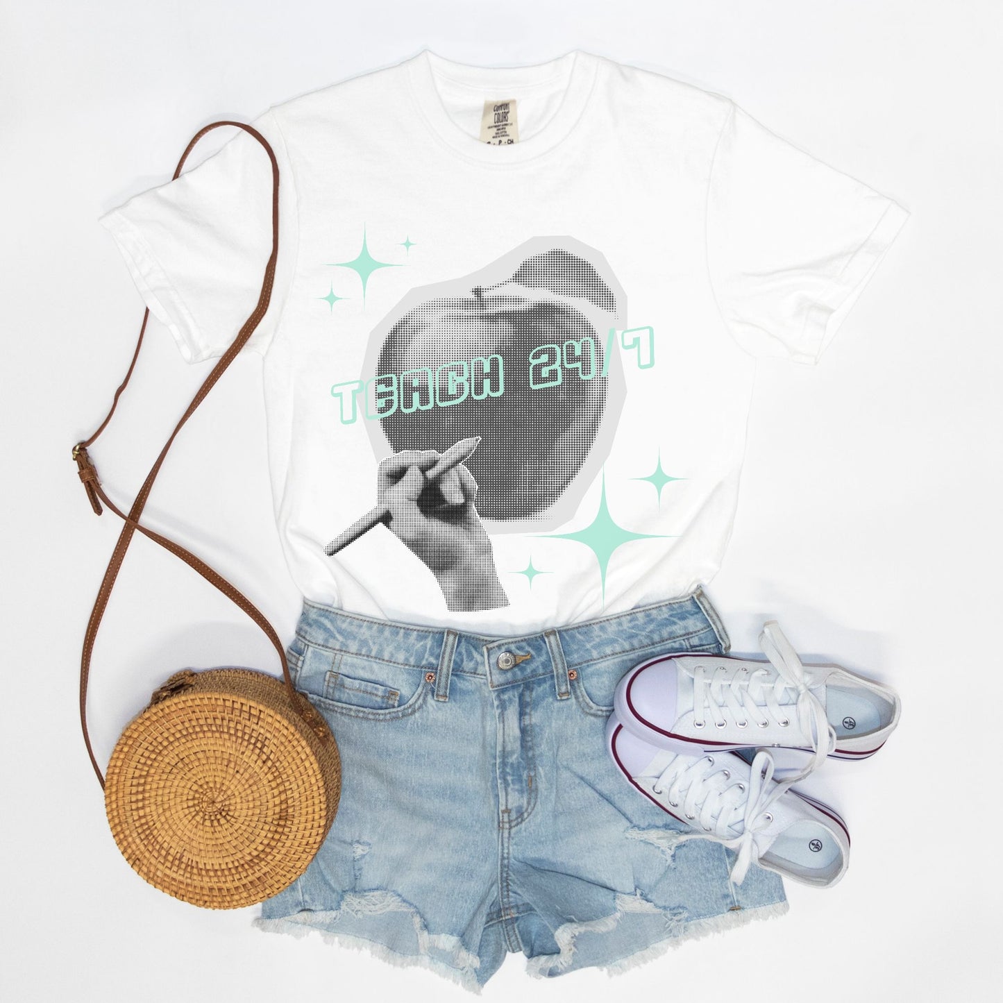 Grunge Nostalgic Apple Teach Tee