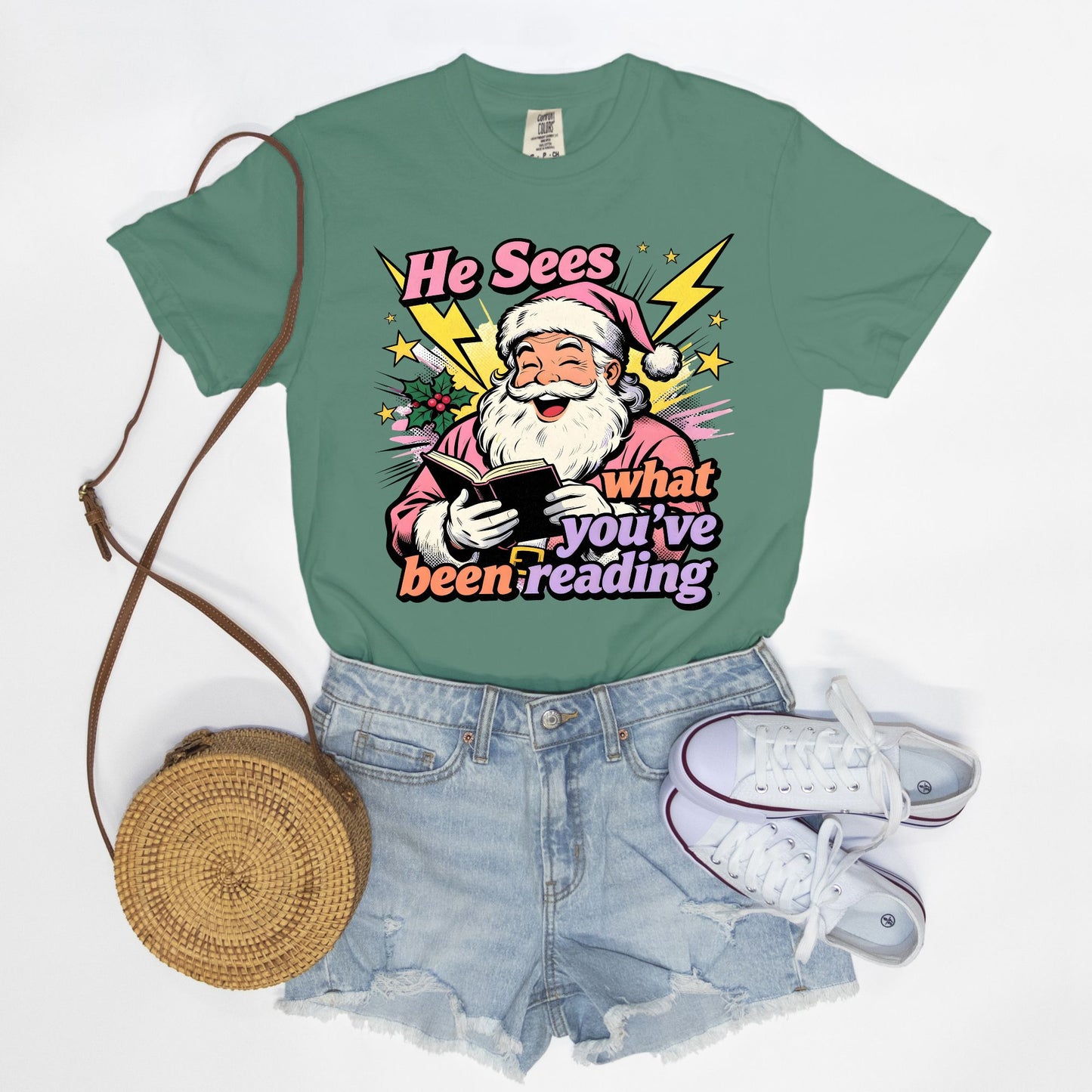 Retro Reading Santa Tee