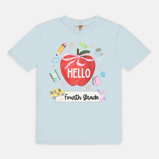 Hello Fourth Grade Apple Tee