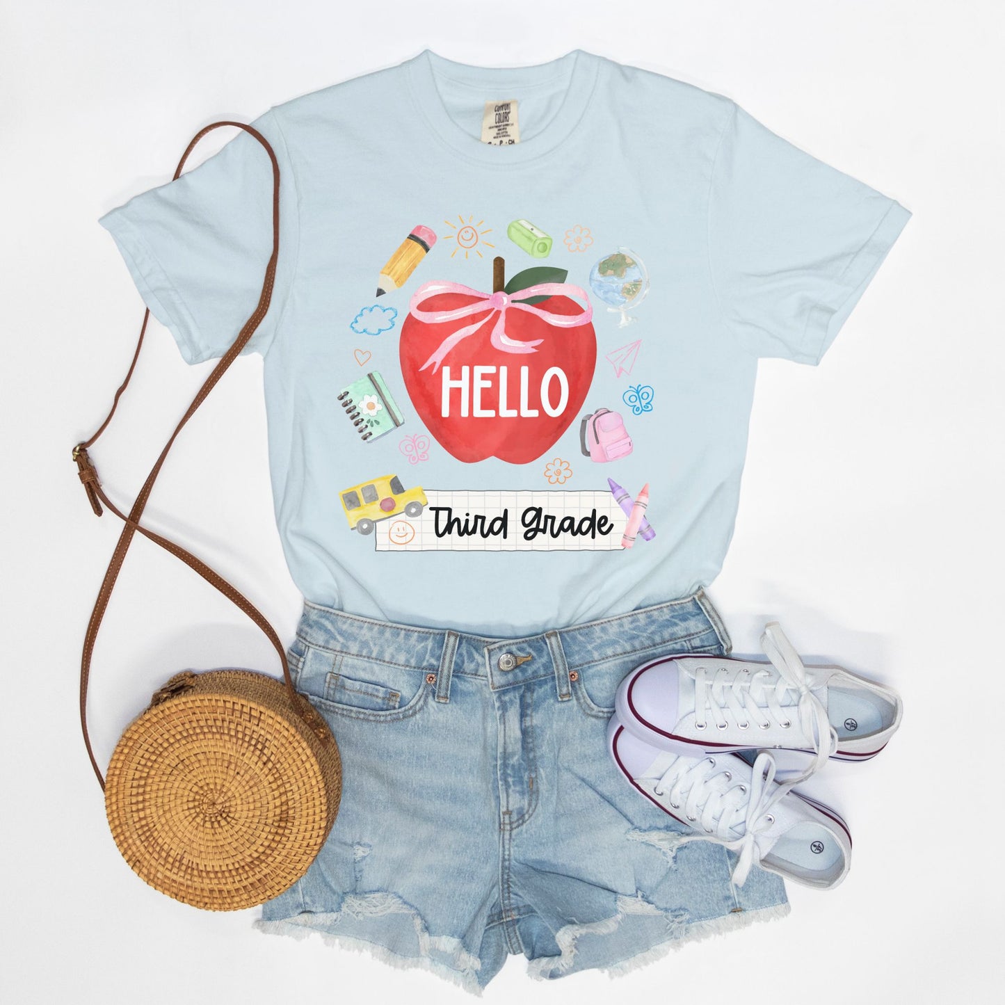 Hello Third Grade Apple Tee