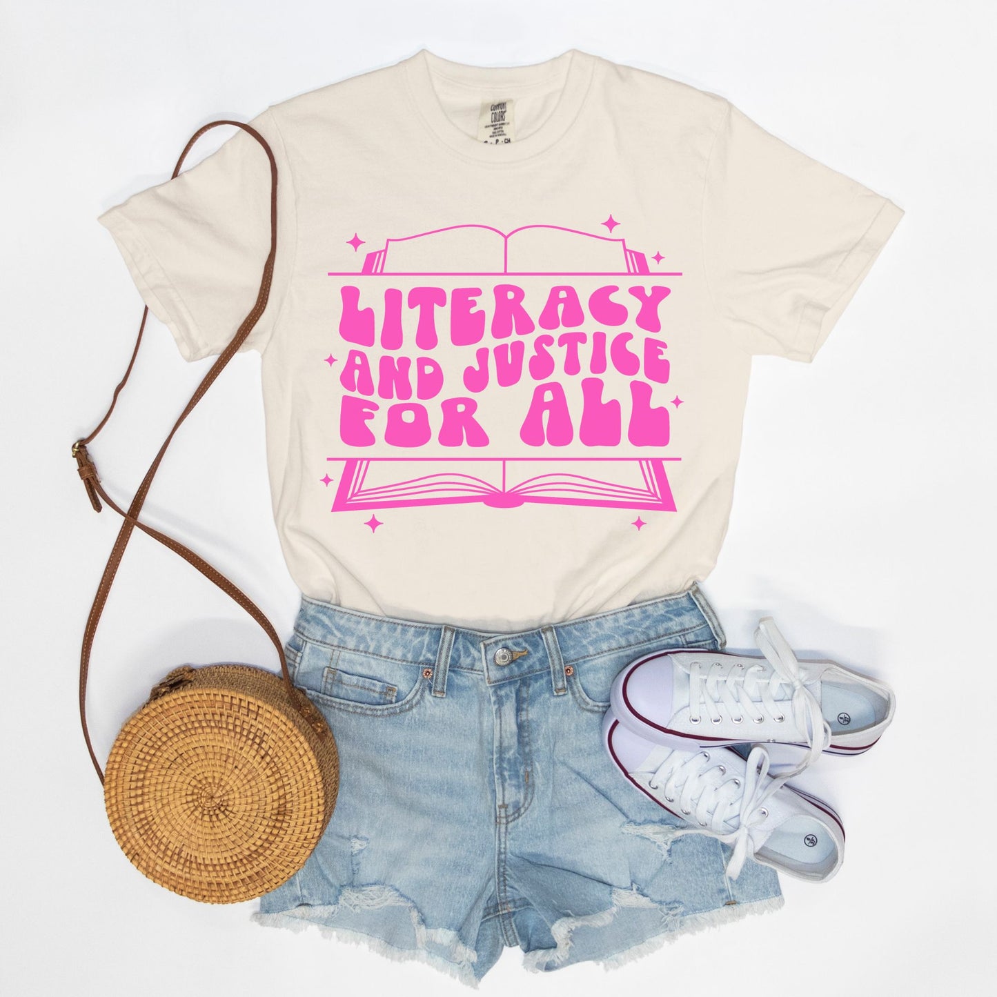 Retro Literacy and Justice For All Tee