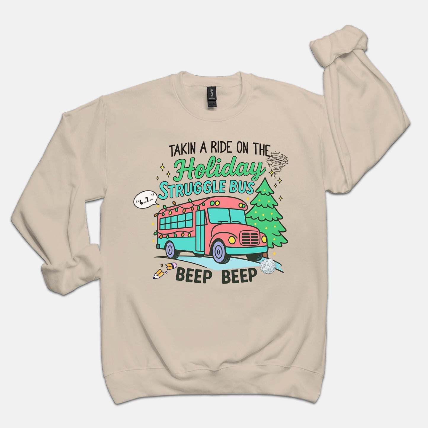 Holiday Struggle Bus Crewneck Sweatshirt