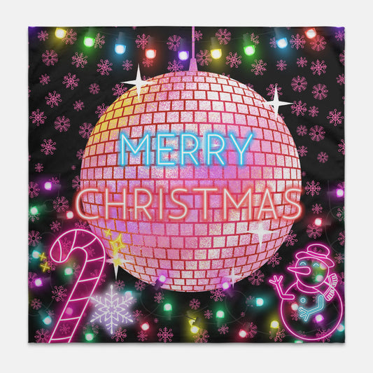 Merry Christmas Neon Mini Tapestry (22" x 22")