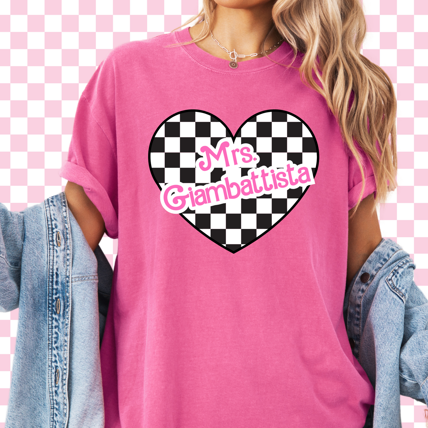 *PERSONALIZED* Checkered Heart Tee