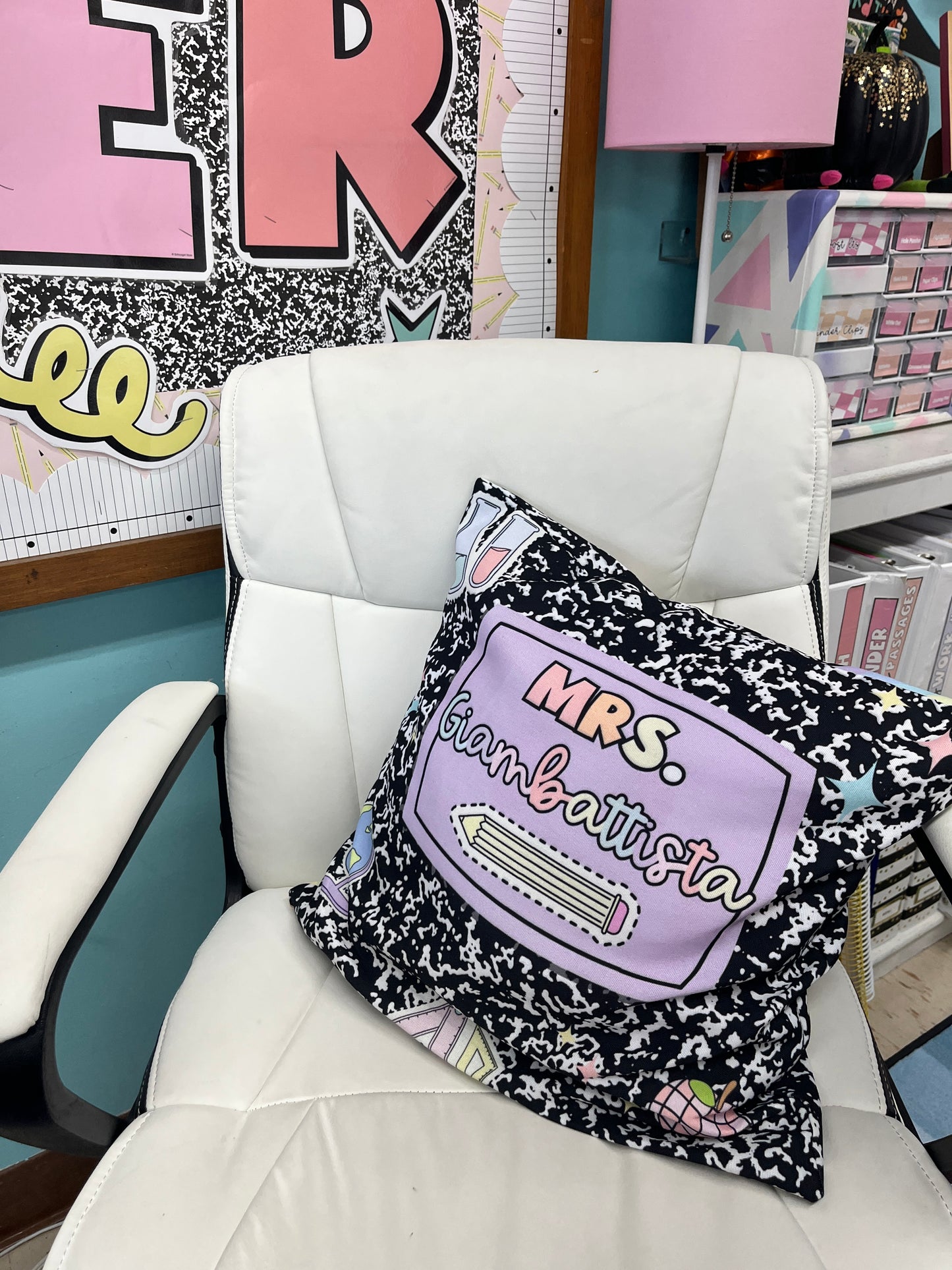 *CUSTOM* Pastel School Supply Pillow Cover