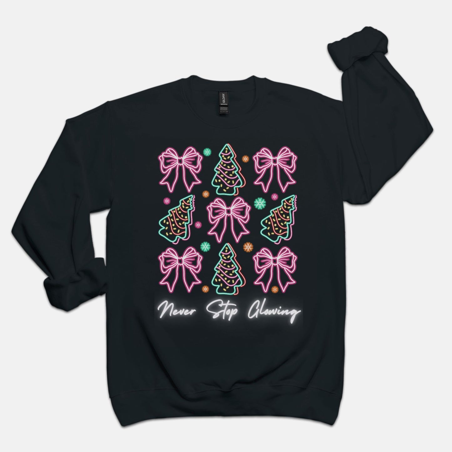 Never Stop Glowing Christmas Crewneck Sweatshirt