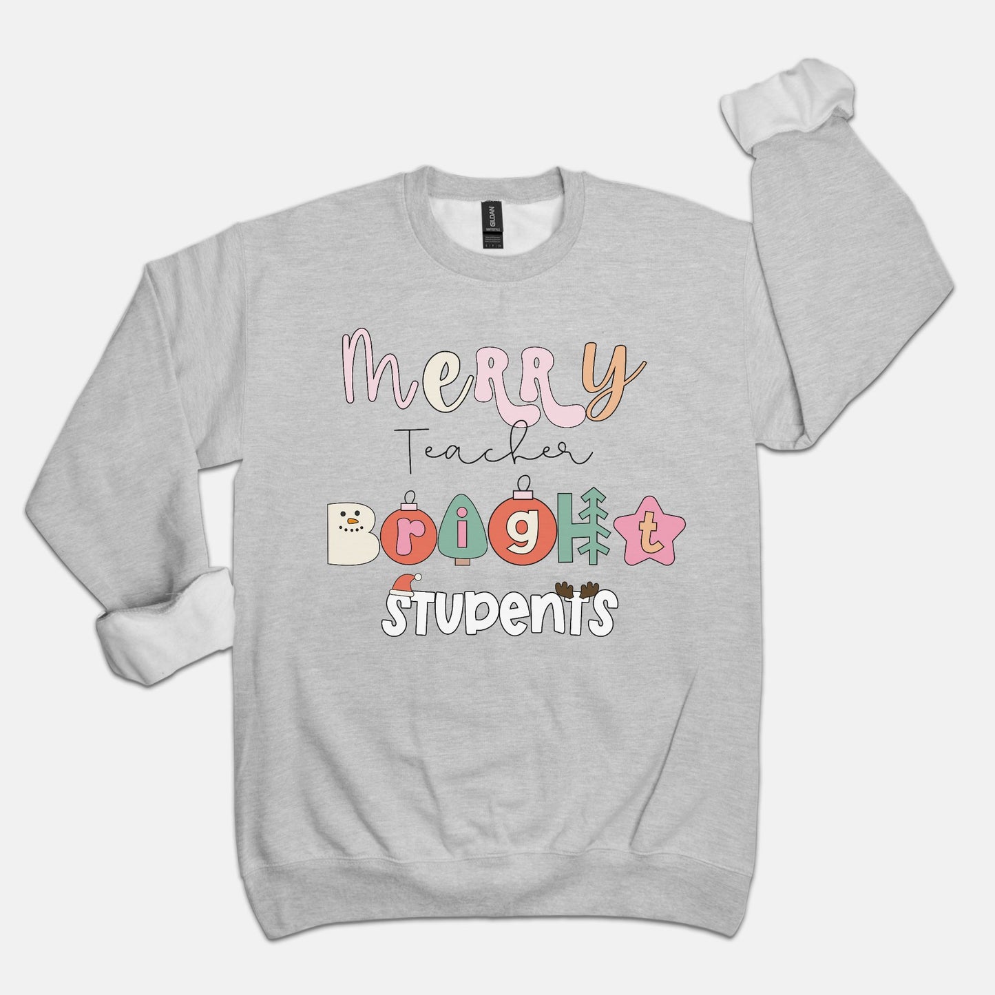 Merry Teacher, Bright Students Crewneck Sweatshirt