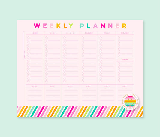 Weekly Planner Notepad | 8.5"x11" | Rainbow Stripes