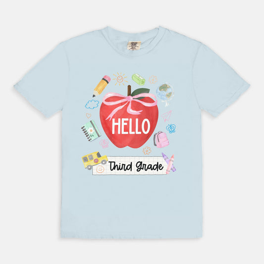 Hello Third Grade Apple Tee
