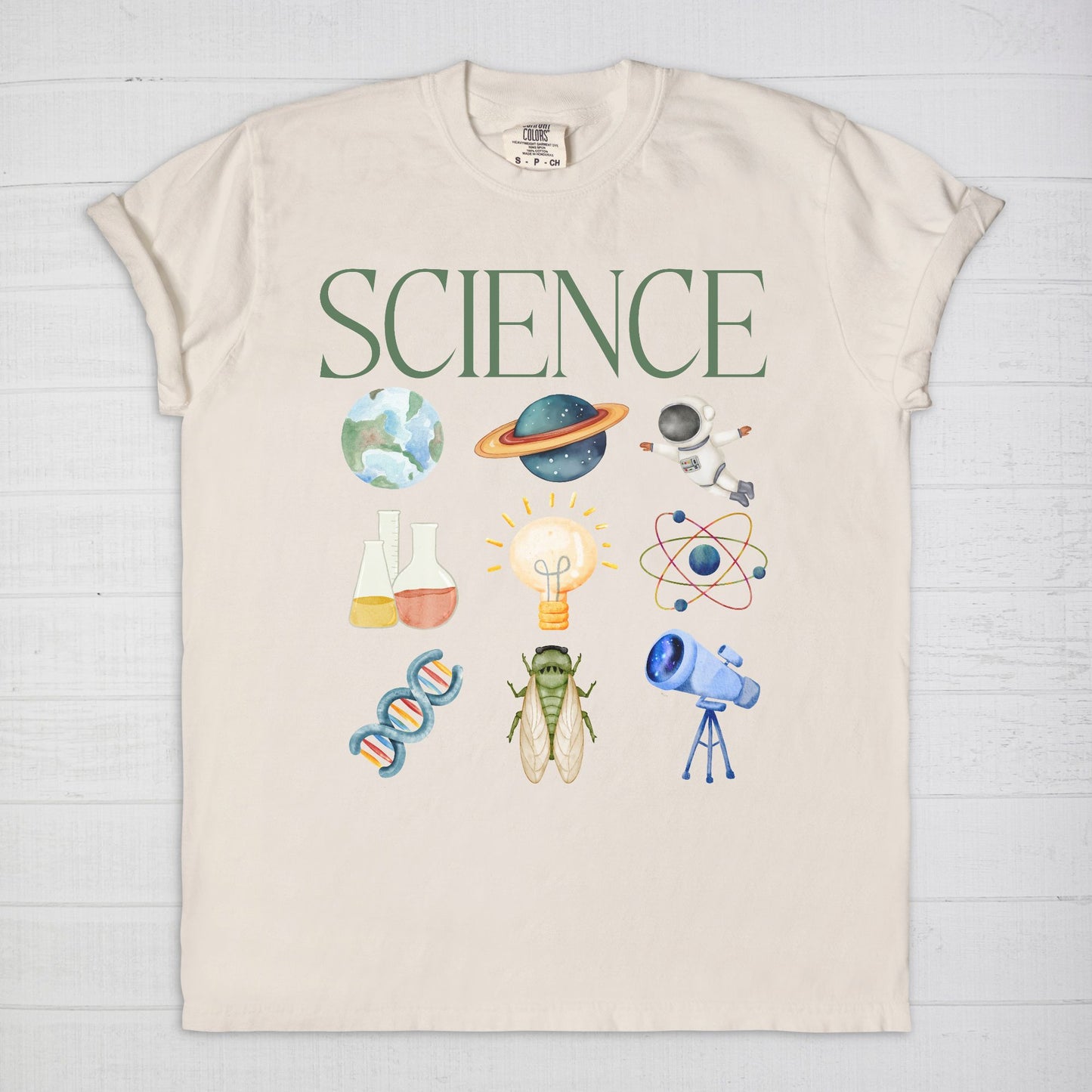 Science Watercolor Collage Tee