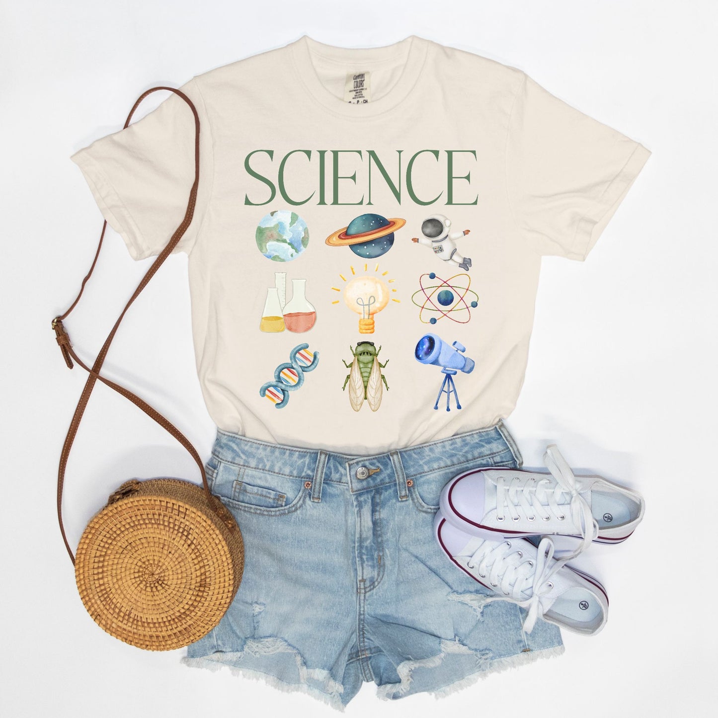 Science Watercolor Collage Tee