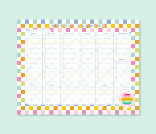 Weekly Planner Notepad | 8.5"x11" | Rainbow Checkers