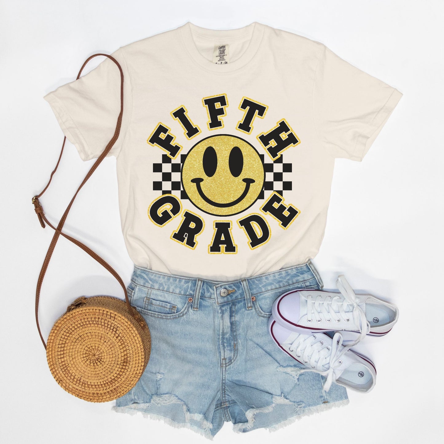 Hello Fifth Grade Retro Smiley Tee