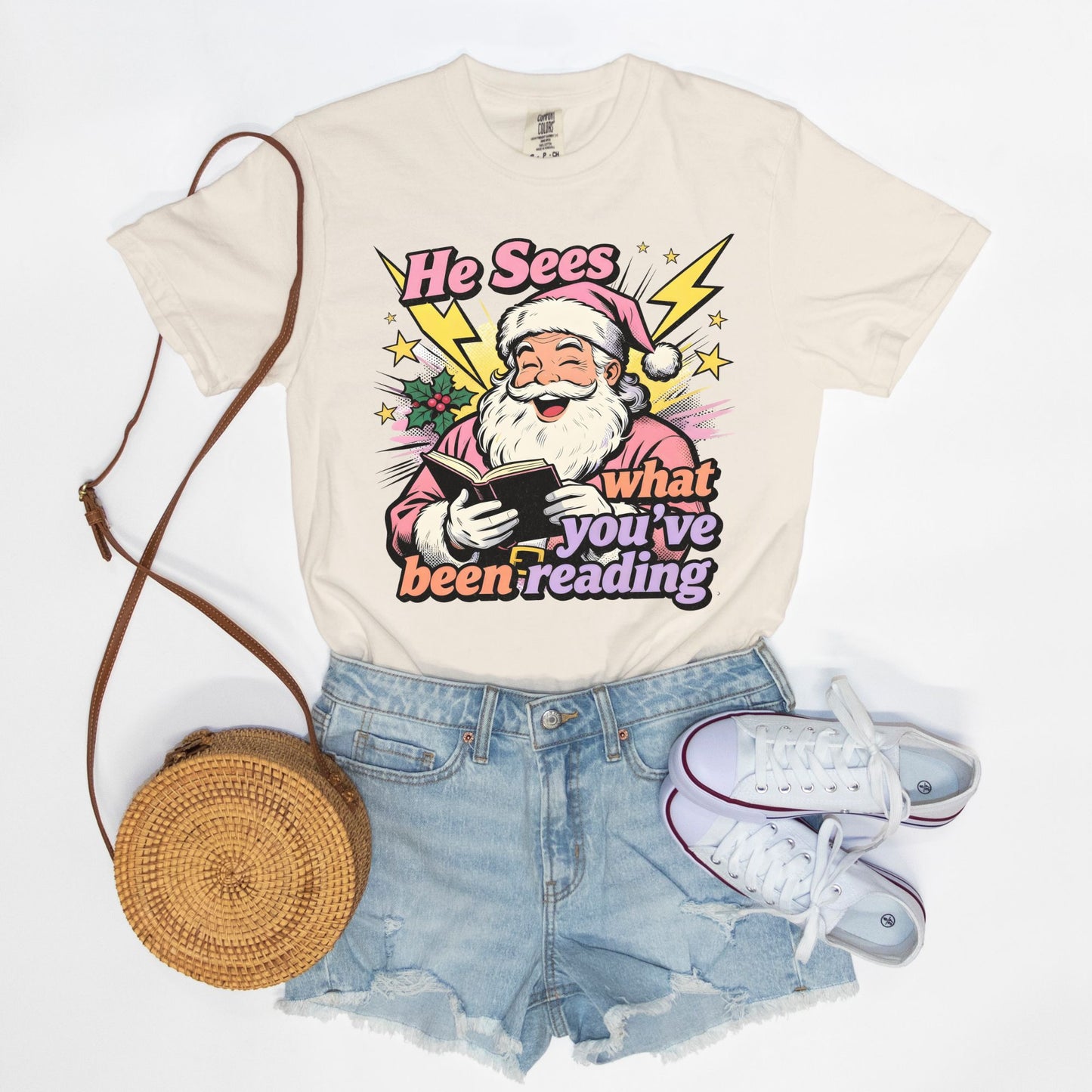 Retro Reading Santa Tee