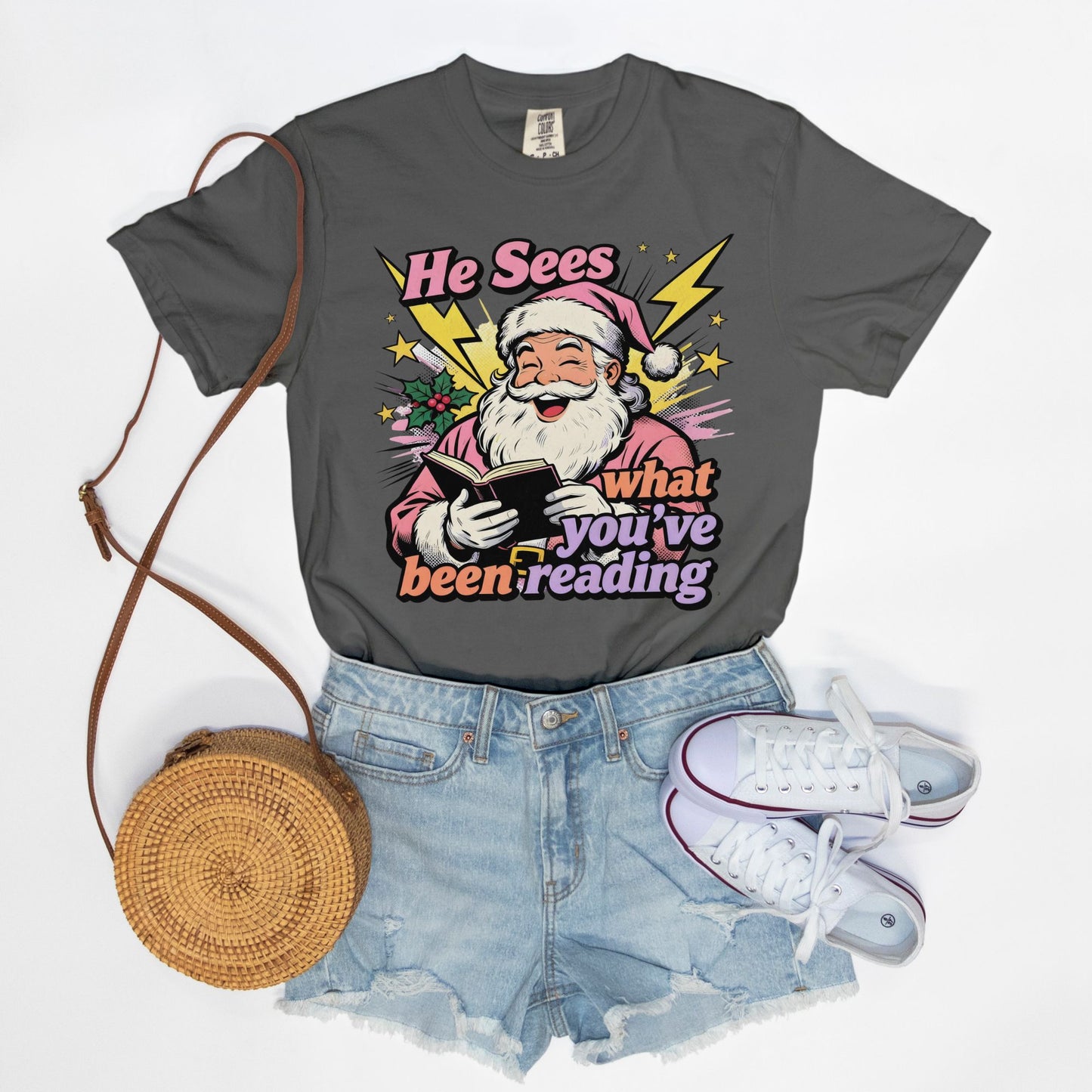 Retro Reading Santa Tee