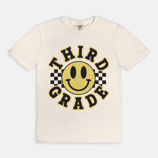 Hello Third Grade Retro Smiley Tee