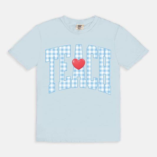 Gingham Teach Valentine Tee
