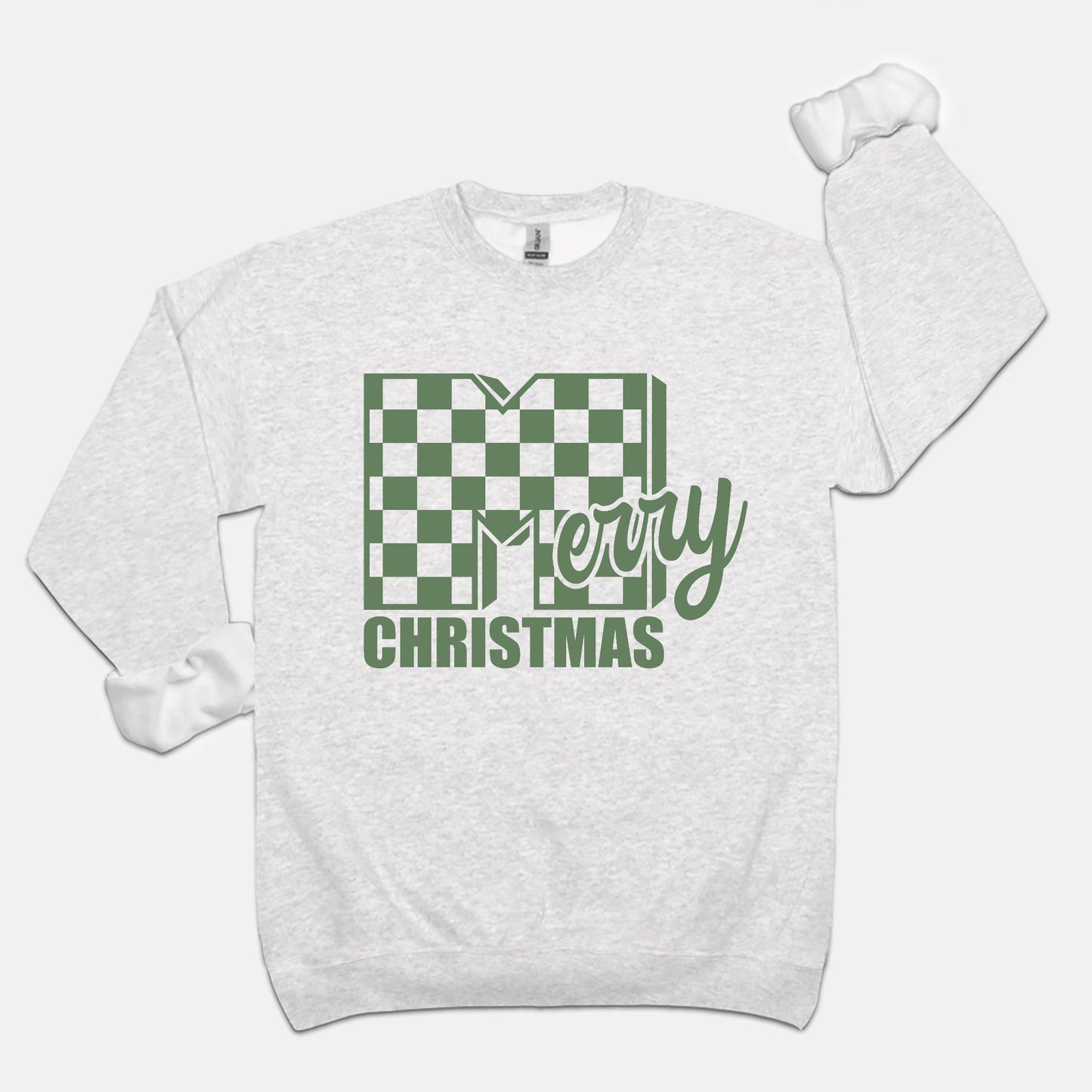 90s Merry Christmas Crewneck Sweatshirt - Green