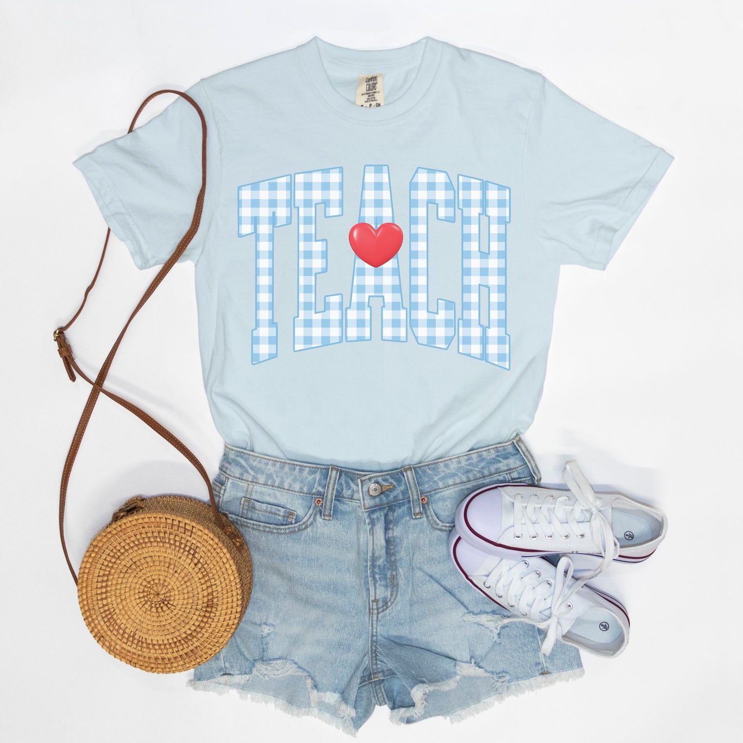 Gingham Teach Valentine Tee