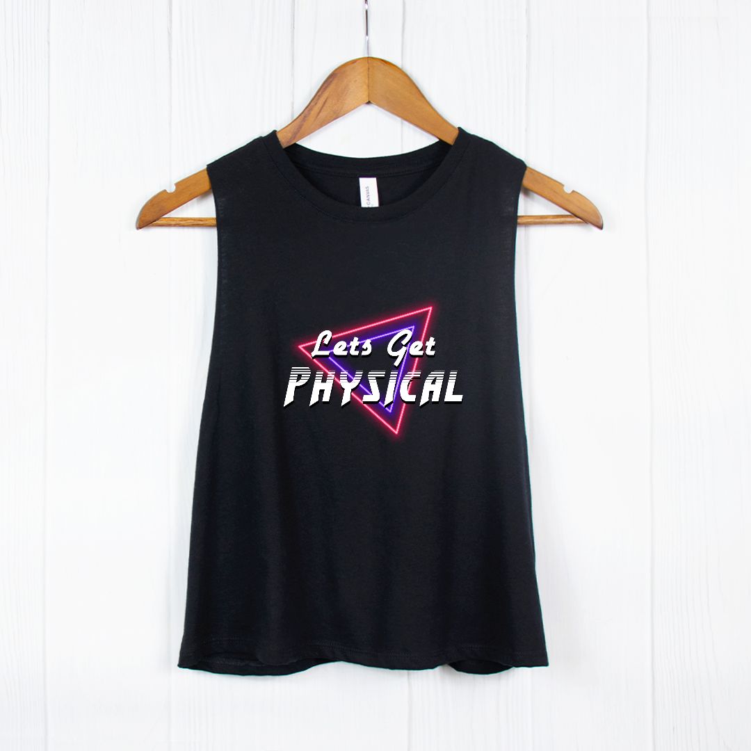 Let's Get Physical 80s Retro Racerback Cropped Tank - Crunchesandcrayons