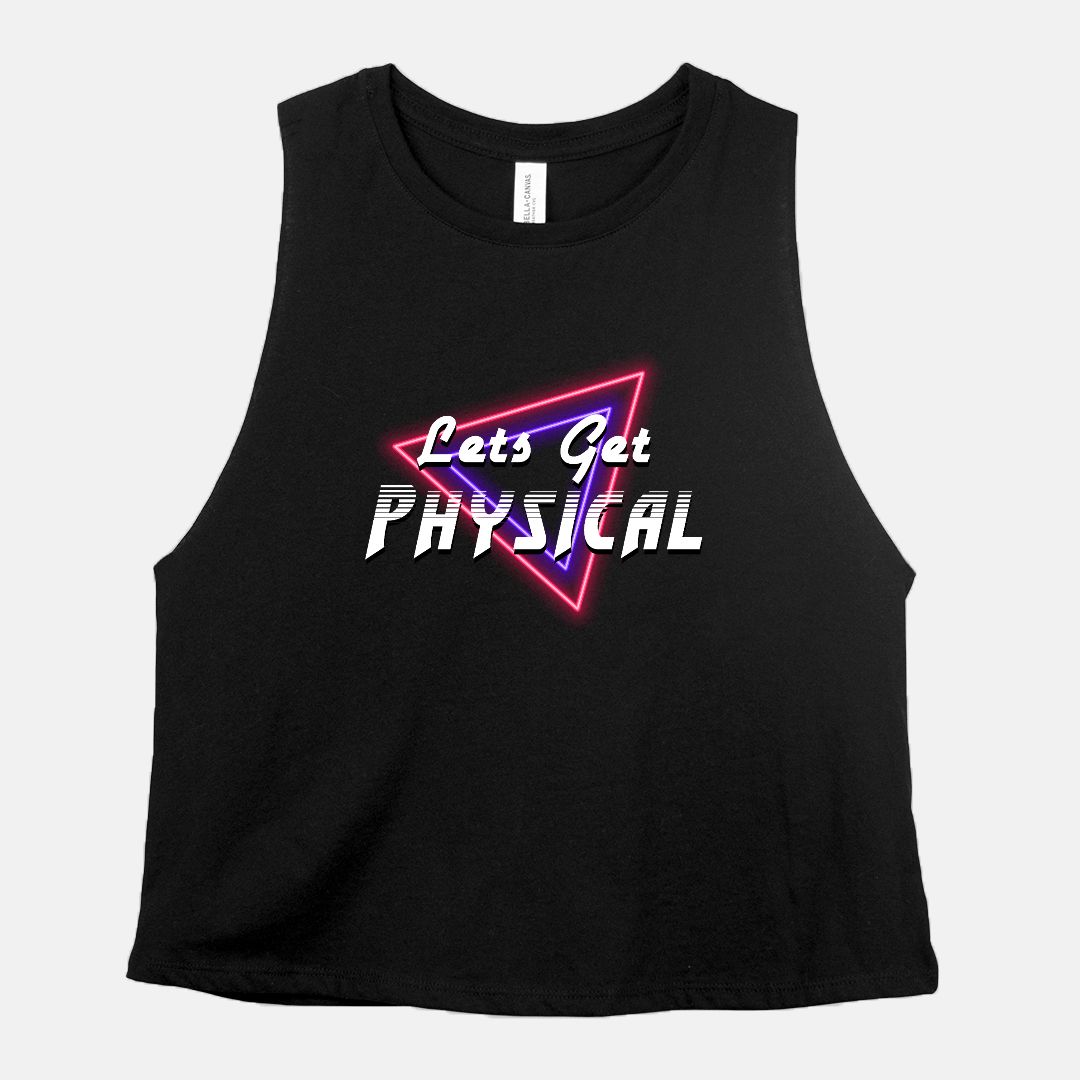 Let's Get Physical 80s Retro Racerback Cropped Tank - Crunchesandcrayons